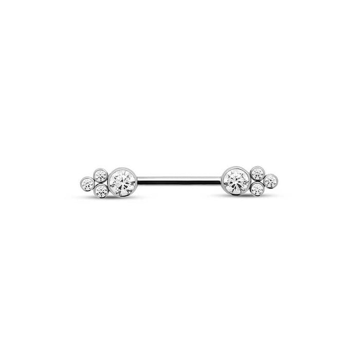 Titanium Double Jewelled Nipple Cluster Bar 1.6mm X 14mm