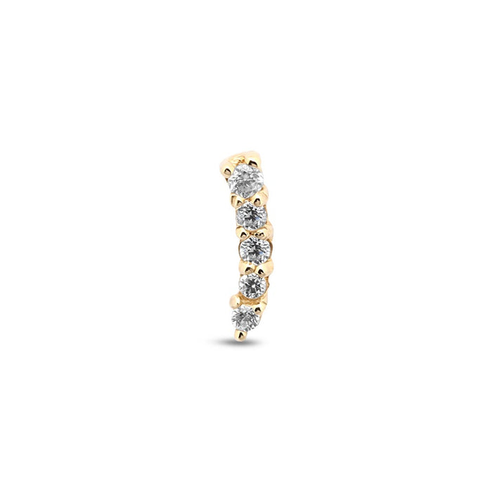 14Kt Gold Jewelled Curve Earring - 8mm Labret