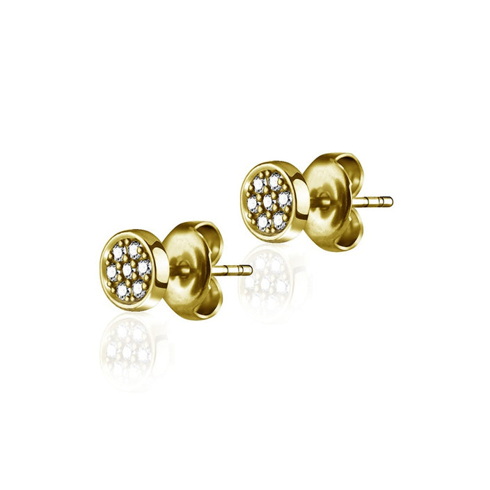 Round Jewel Earring Pair 0.8mm - Gold Pvd