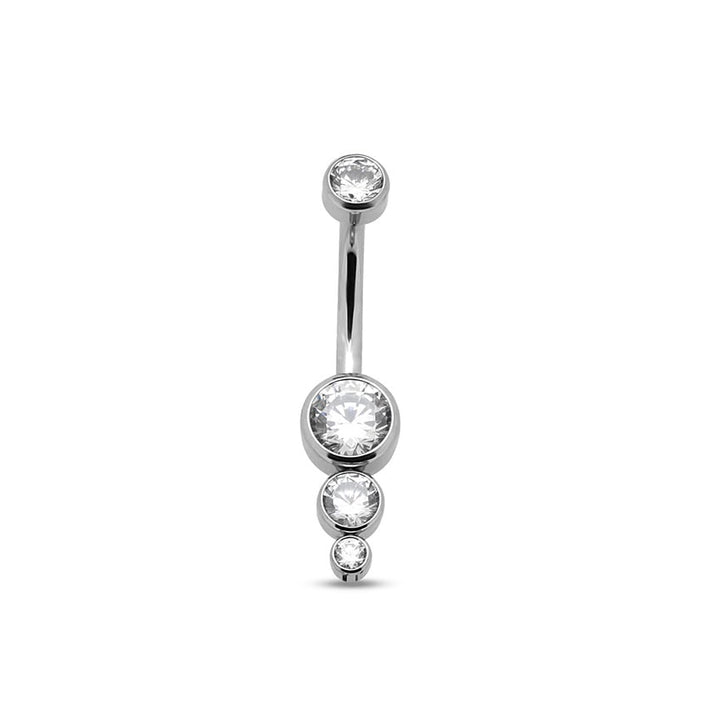 Jewelled Vertical Cluster Navel Bar - 1.6mm X 10mm