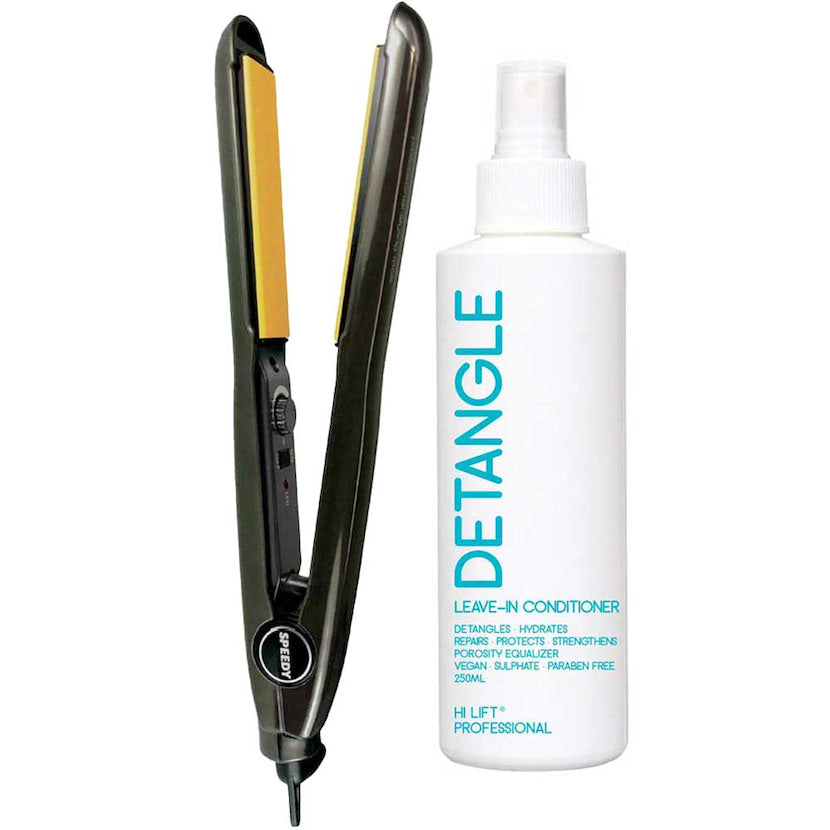 Picture of Speedy Straightening Iron Black with Bonus Hi Lift detangle spray Leave In Conditioner