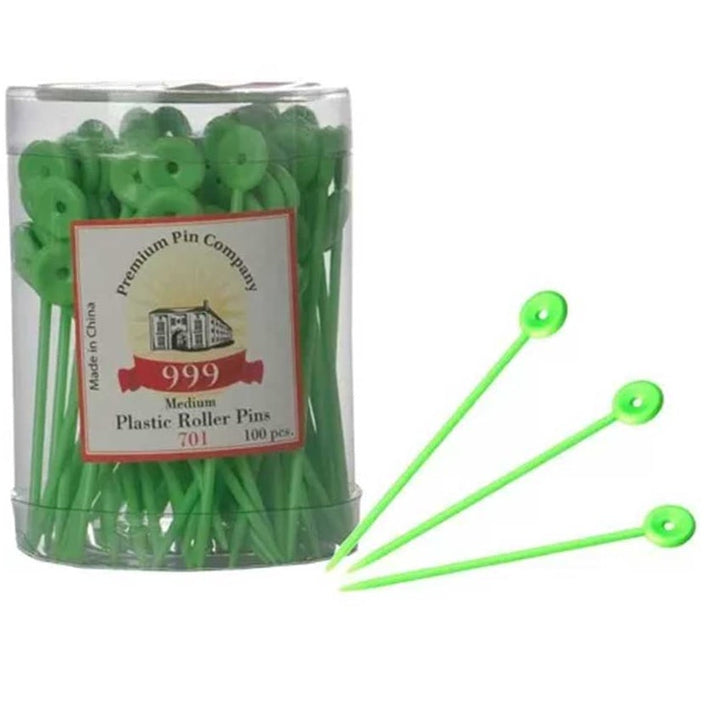 Roller Pins Medium 100pc Green Plastic
