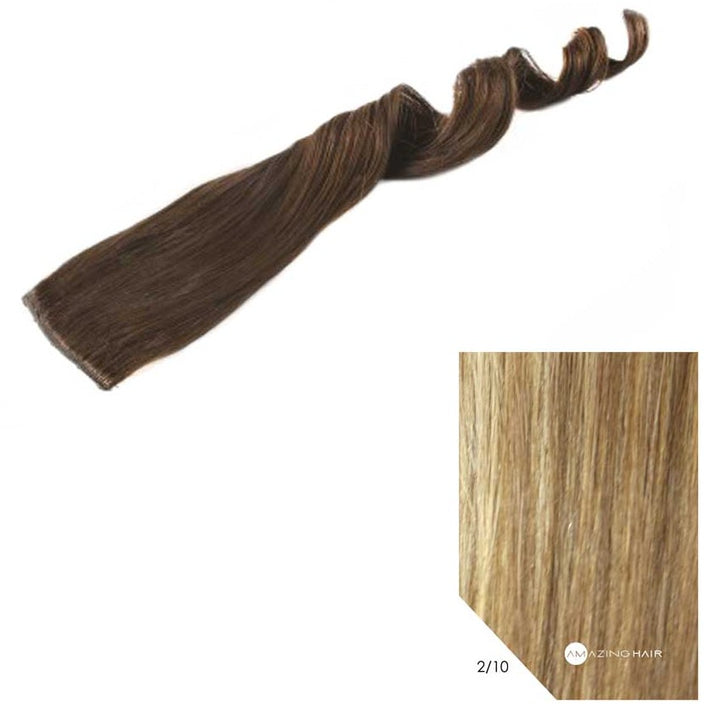 20" Human Hair 2 Clip-in - #2/10 Chocolate Brown/Light Caramel