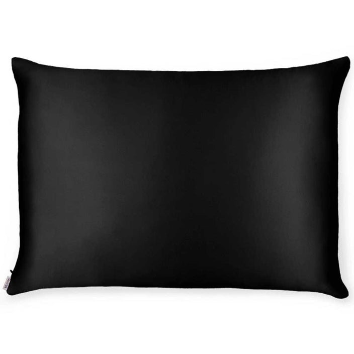Single Side Silk/Single Side Bamboo Queen Pillowcase - Black 22 momme