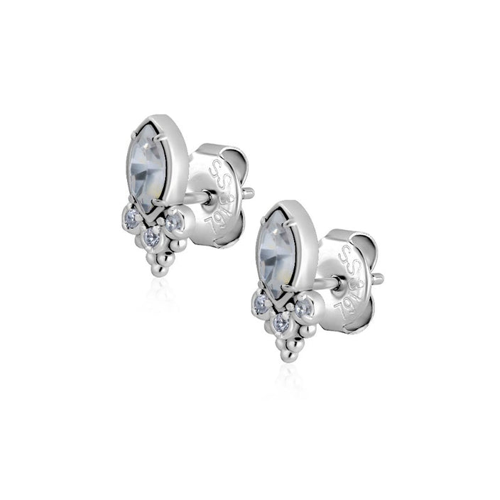 Steel Jewelled Earring Cluster Pair - 0.08mm