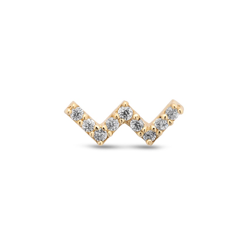 Picture of 14Kt Gold Jewelled Zig Zag Earring - 8mm Labret