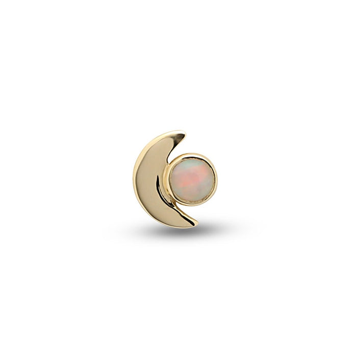 14Kt Gold Moon & Opal Earring - 6mm Labret