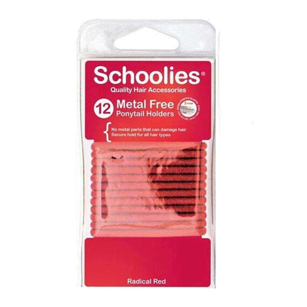 Picture of Metal Free Ponytail Holders 12pc radical red