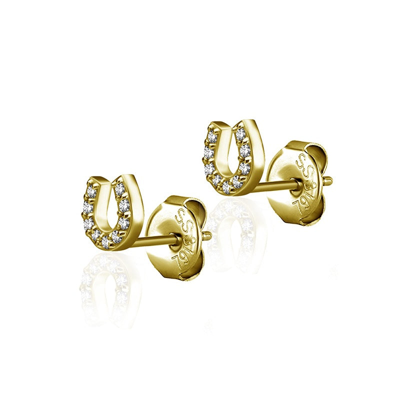 Picture of Horseshoe Earring Pair 0.8mm - Gold Pvd