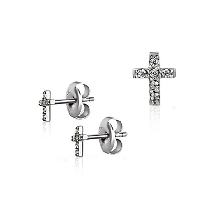 Steel Earrings Cross Pair - 0.08mm