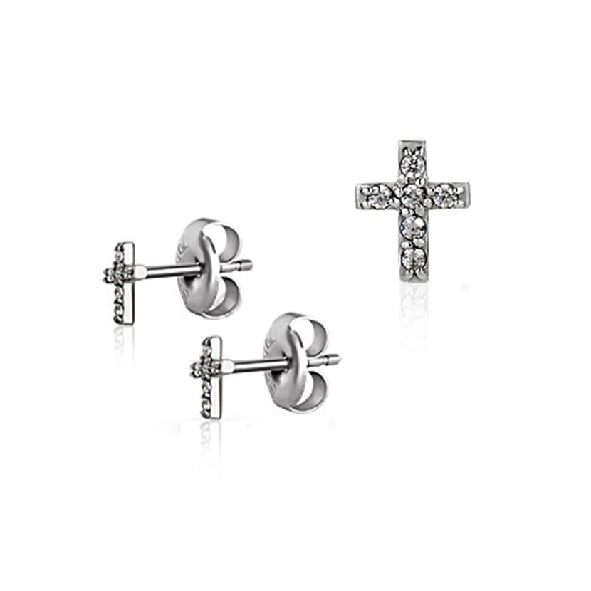 Picture of Steel Earrings Cross Pair - 0.08mm