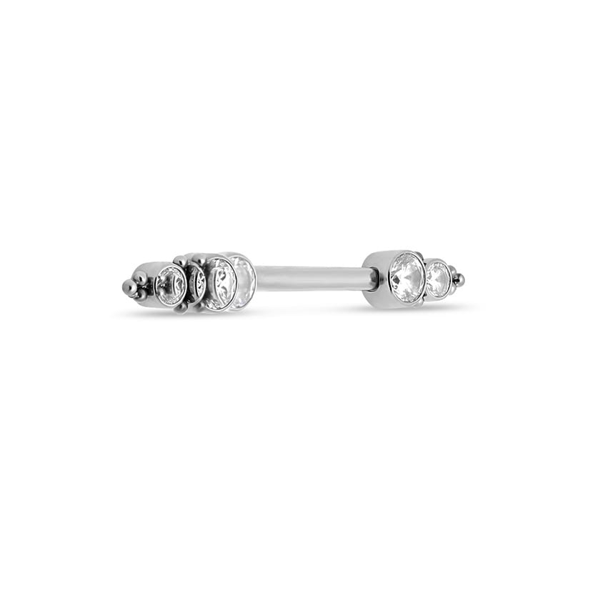 Picture of Titanium Double Jewelled Nipple Cluster Bar- 1.6mm X 14mm