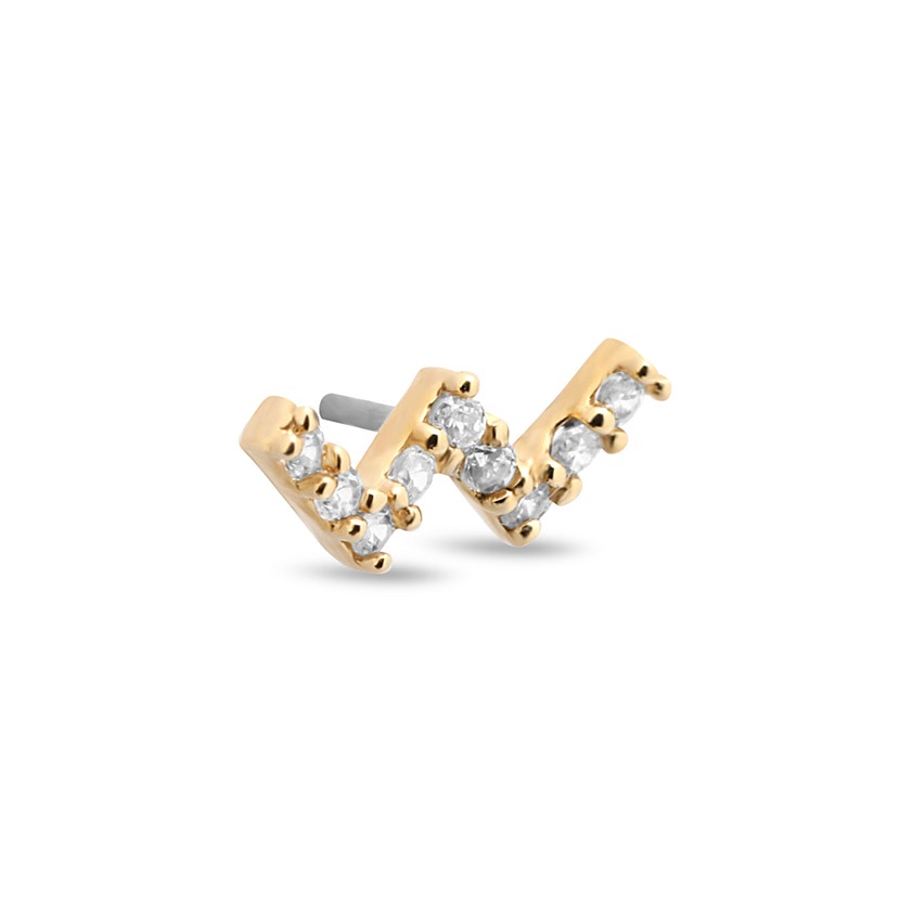 Picture of 14Kt Gold Jewelled Zig Zag Earring - 8mm Labret