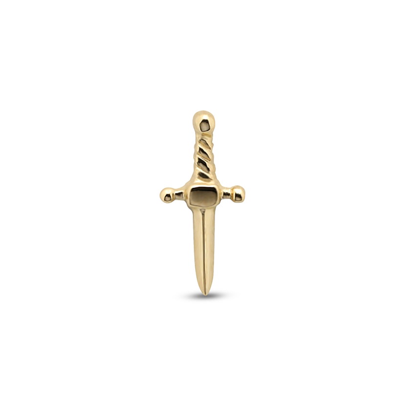 14Kt Gold Sword Earring - 8mm Labret