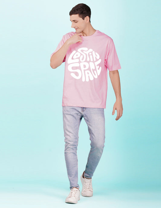 Nusyl Men Solid Light Pink oversized t-shirt