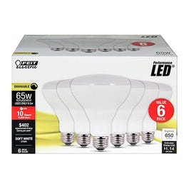 LED灯泡，BR30，软白色，650流明，9.5瓦，6包。