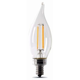 LED吊灯灯泡，火焰尖端，烛台底座，软白色，500流明，5.5瓦，2包。