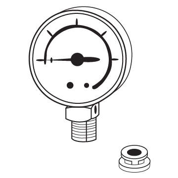 转眼间蒸汽压力表与黑色橡胶适配器转眼间®装罐头22 qt的压力。