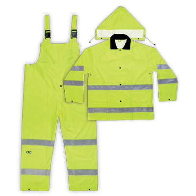 定制皮革3件套Hi-Viz®Ansi类3涤纶雨服XL