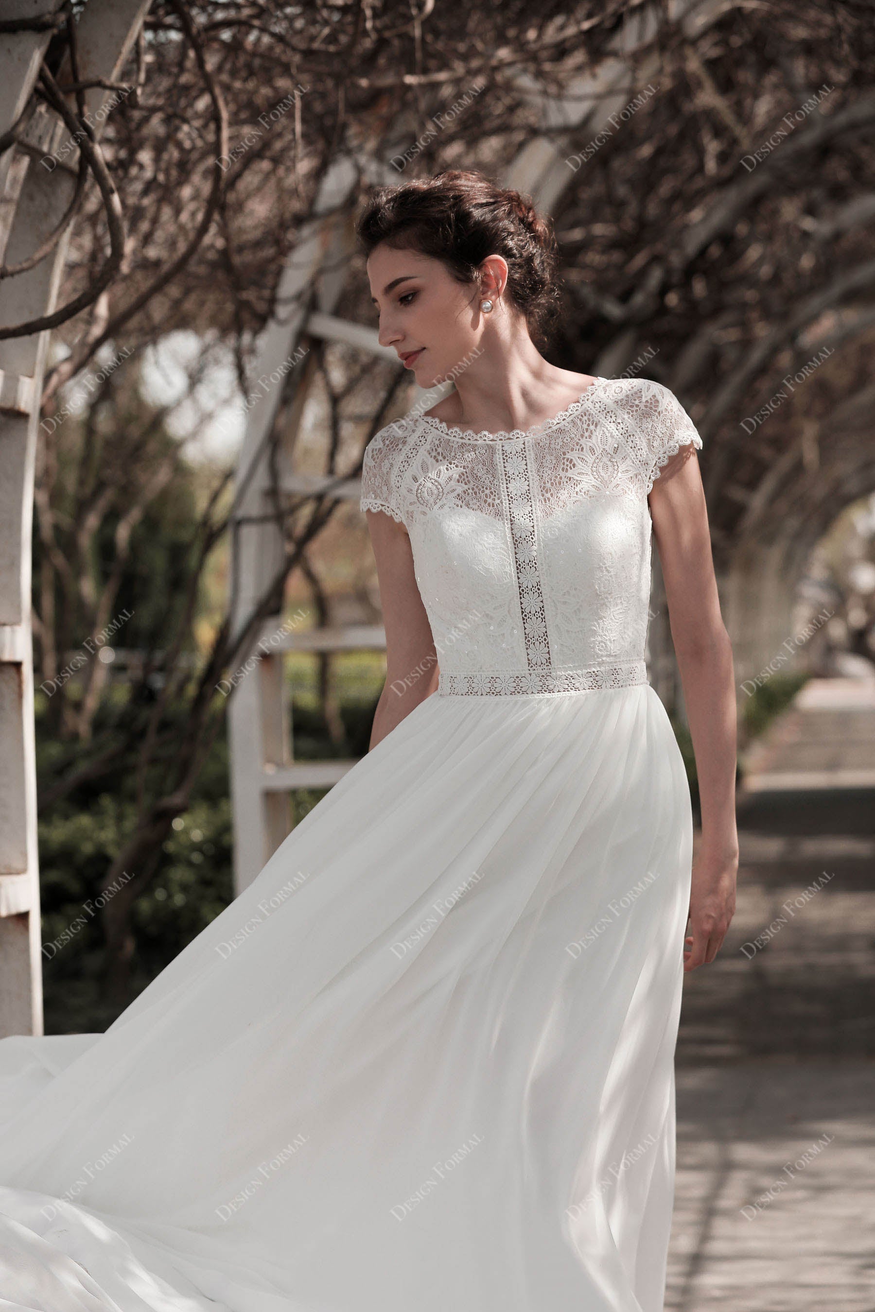 Wild Lace Chiffon Beach Wedding Dress