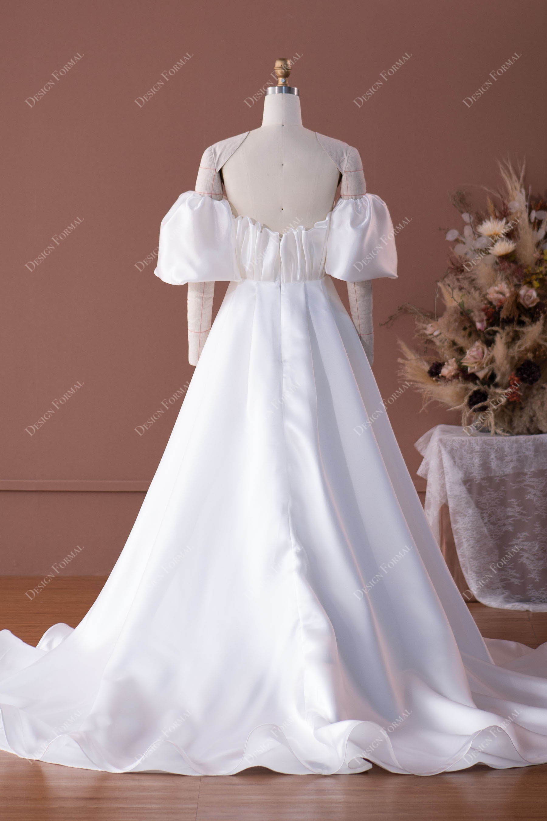 Tea Length Cap Sleeve Lace Overlay Blue Bridal Gown - VQ