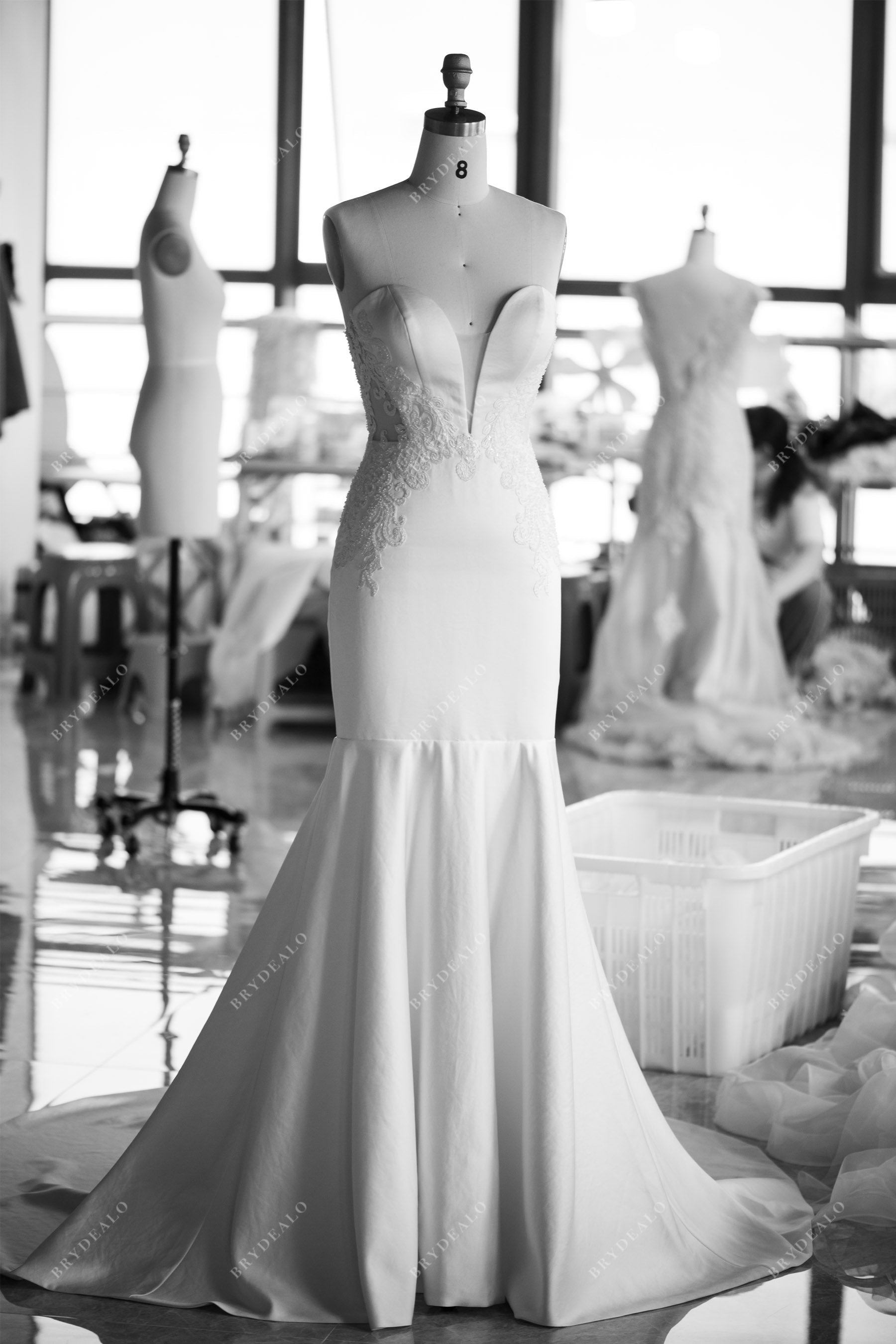 Cowl neck Satin mermaid wedding dress – La Novale Atelier