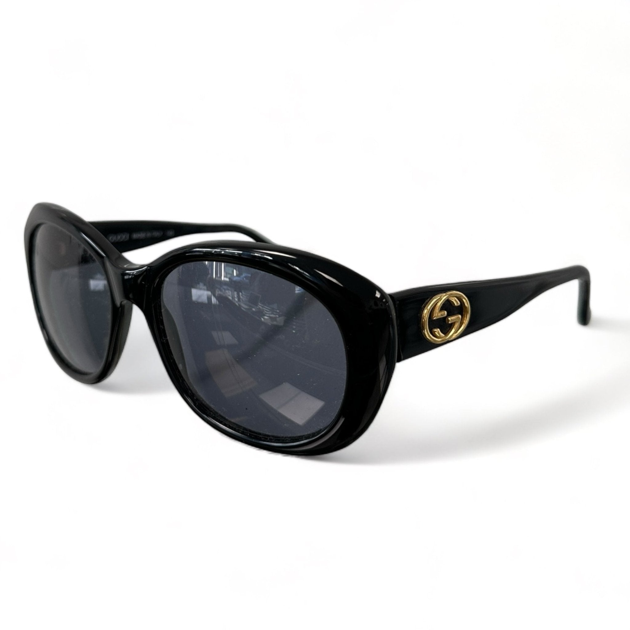 image of Gucci Sonnenbrille Schwarz Gold Blau