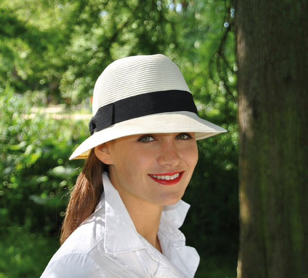 Trilby straw hat-pale grey Fisher hat for women – Bronteshop