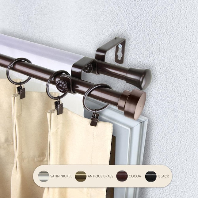 Hart & Harlow 13/16-in Bryant 48-in To 84-in Cocoa Steel Double Curtain Rod
