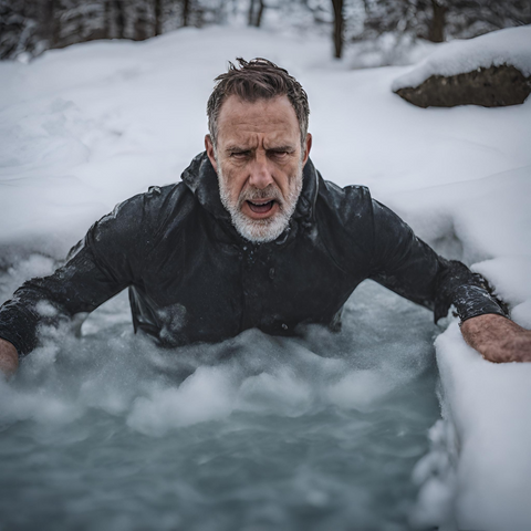Adult man on a Cold Plunge Image