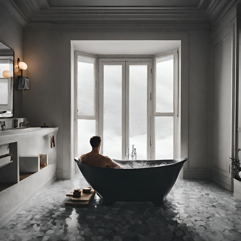 Man on a Cold Plunge on Tub