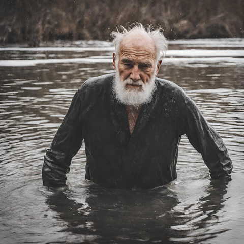 Old man on a Cold Plunge
