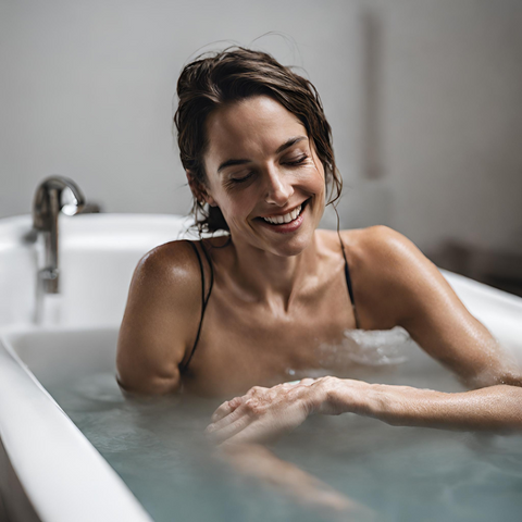 Woman on a Cold Plunge Tub
