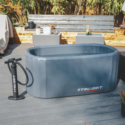 trugrit inflatable tub with water and pump