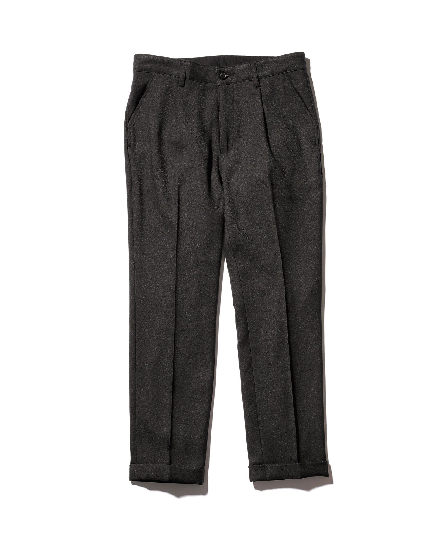 RETRO POLYESTER TWILL / EASY TWO PLEATS STA-PREST WIDE PANTS