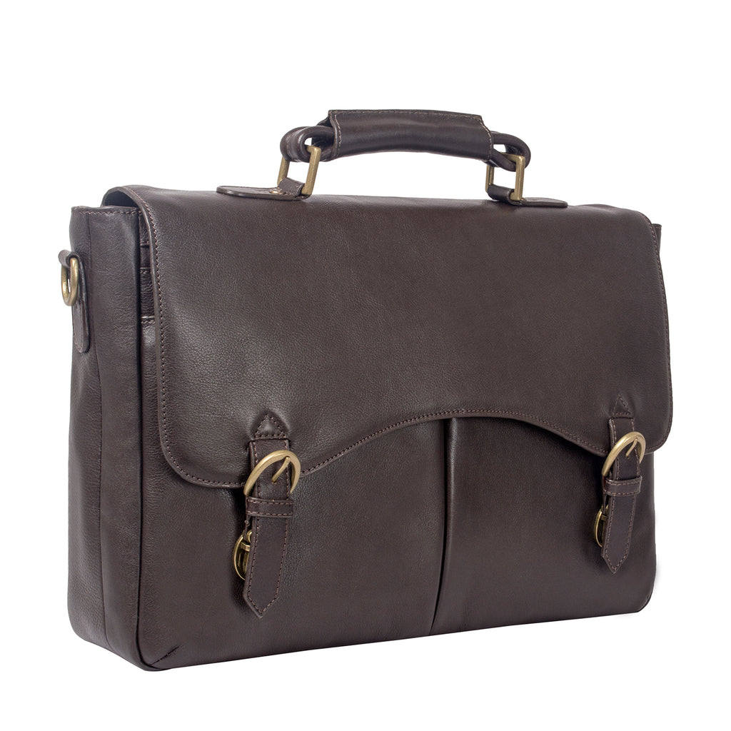 Hawkins Leather 15&quot; Laptop Compatible Briefcase Work Bag – HIDESIGN