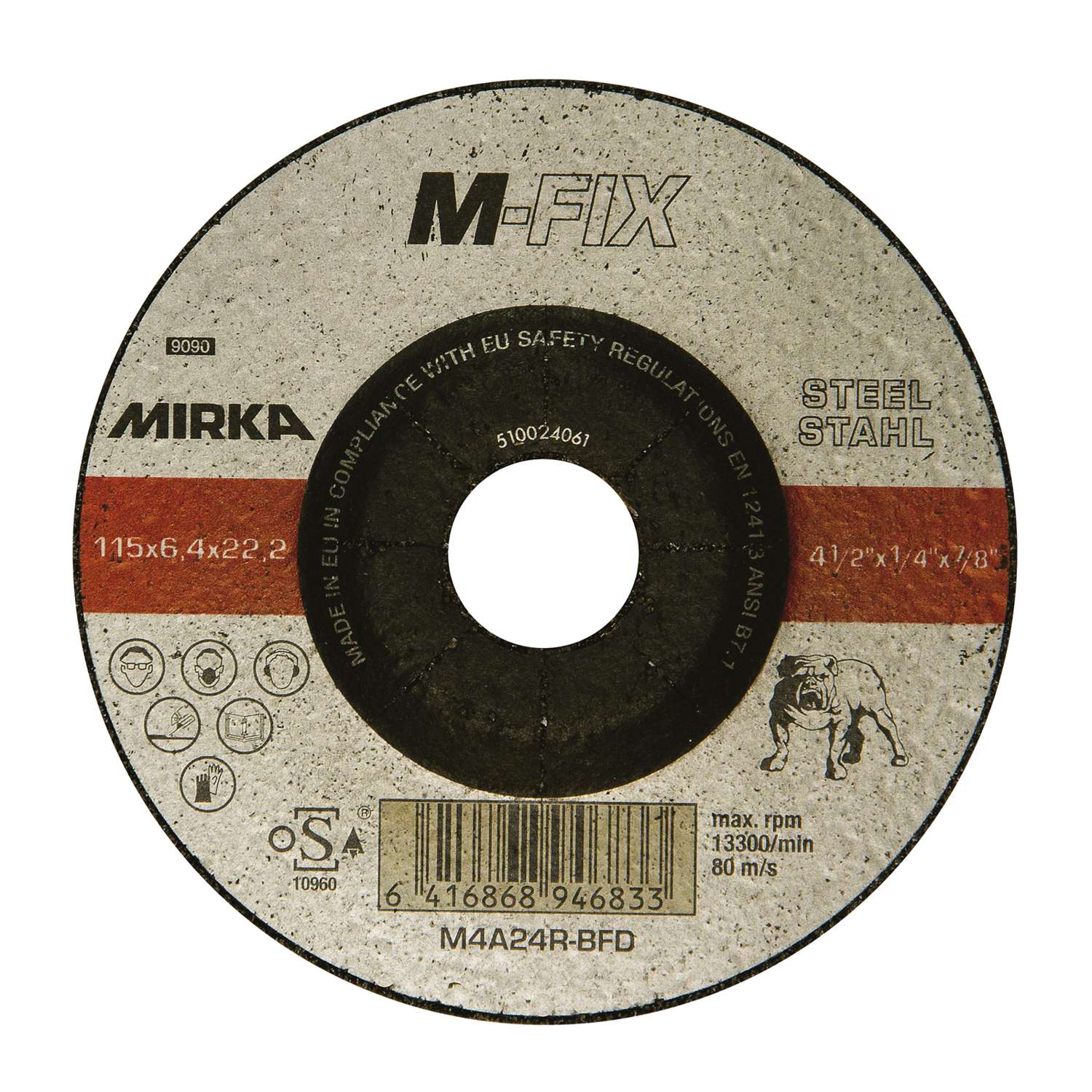 #2 - MIRKA Skrubskive, m-fix stål 125x6,4mm