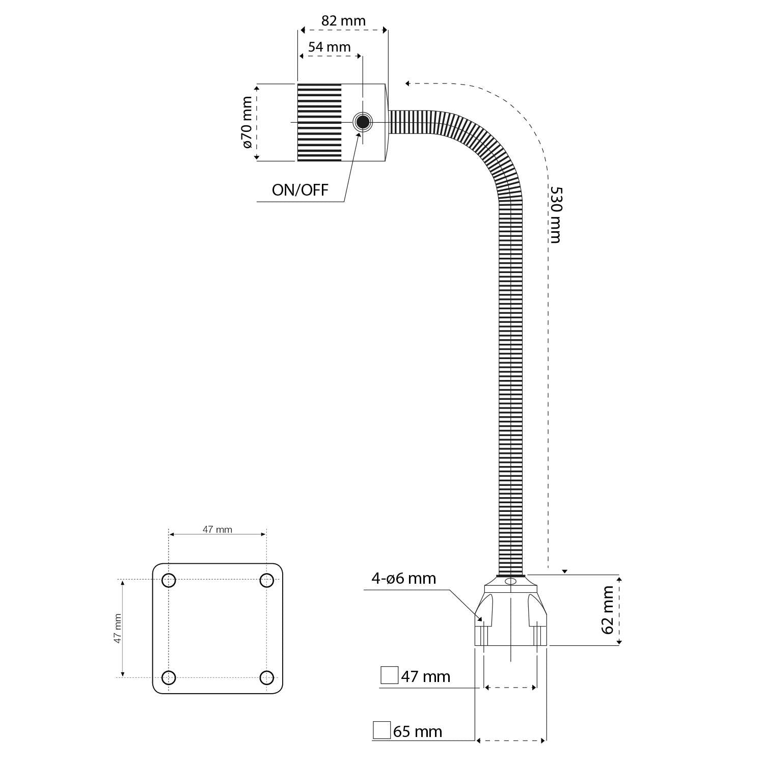 Billede af WRKPRO LED Maskinlys "BRAVO" med 530 mm svanehals AC+DC 24V