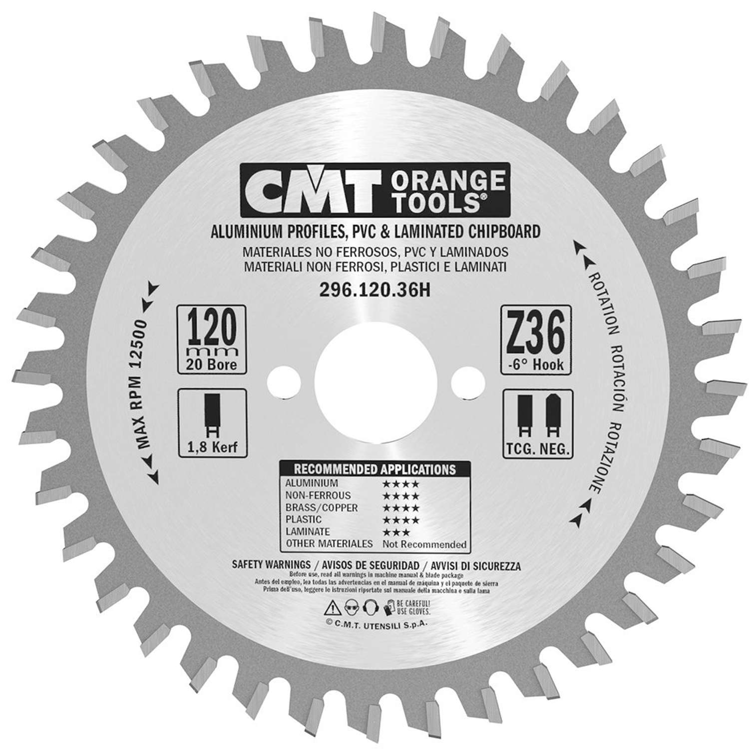 Billede af CMT Rundsavsklinge 120x1,8x20 Z36 NE NEG