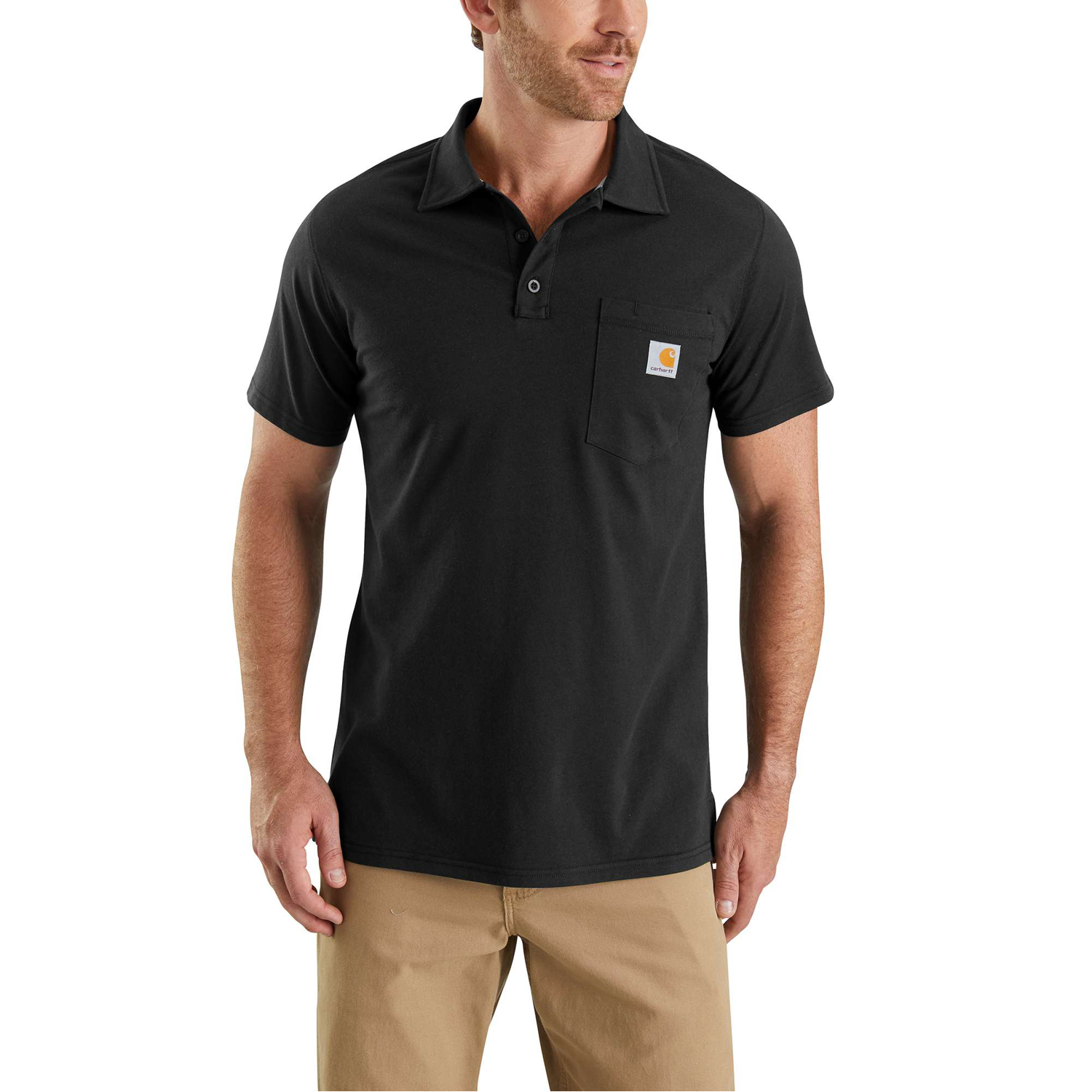 Billede af CARHARTT Polo Force Cotton Delmont Pocket Polo Black - S