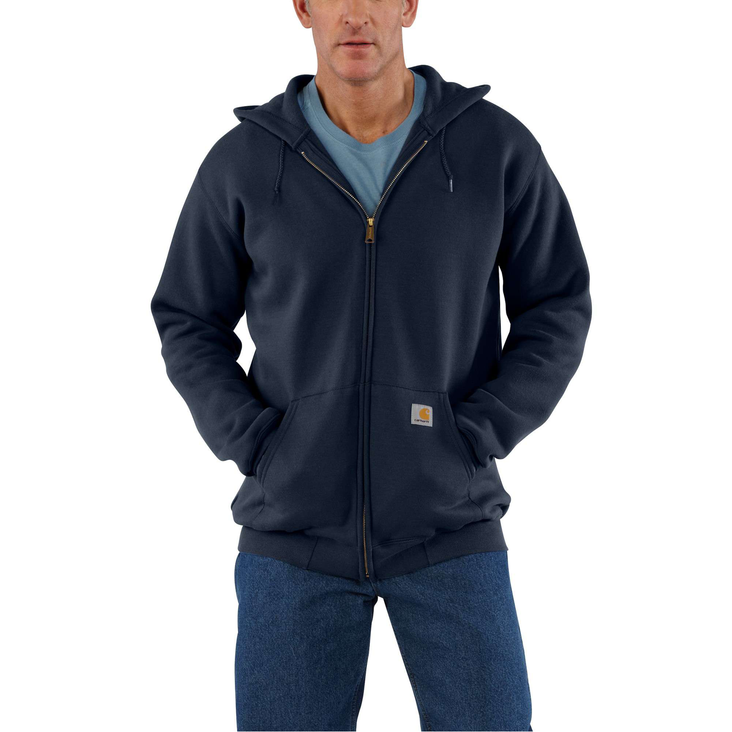 Se CARHARTT Hættetrøje Hooded Carborn Zip New Navy - S hos Toolster.dk