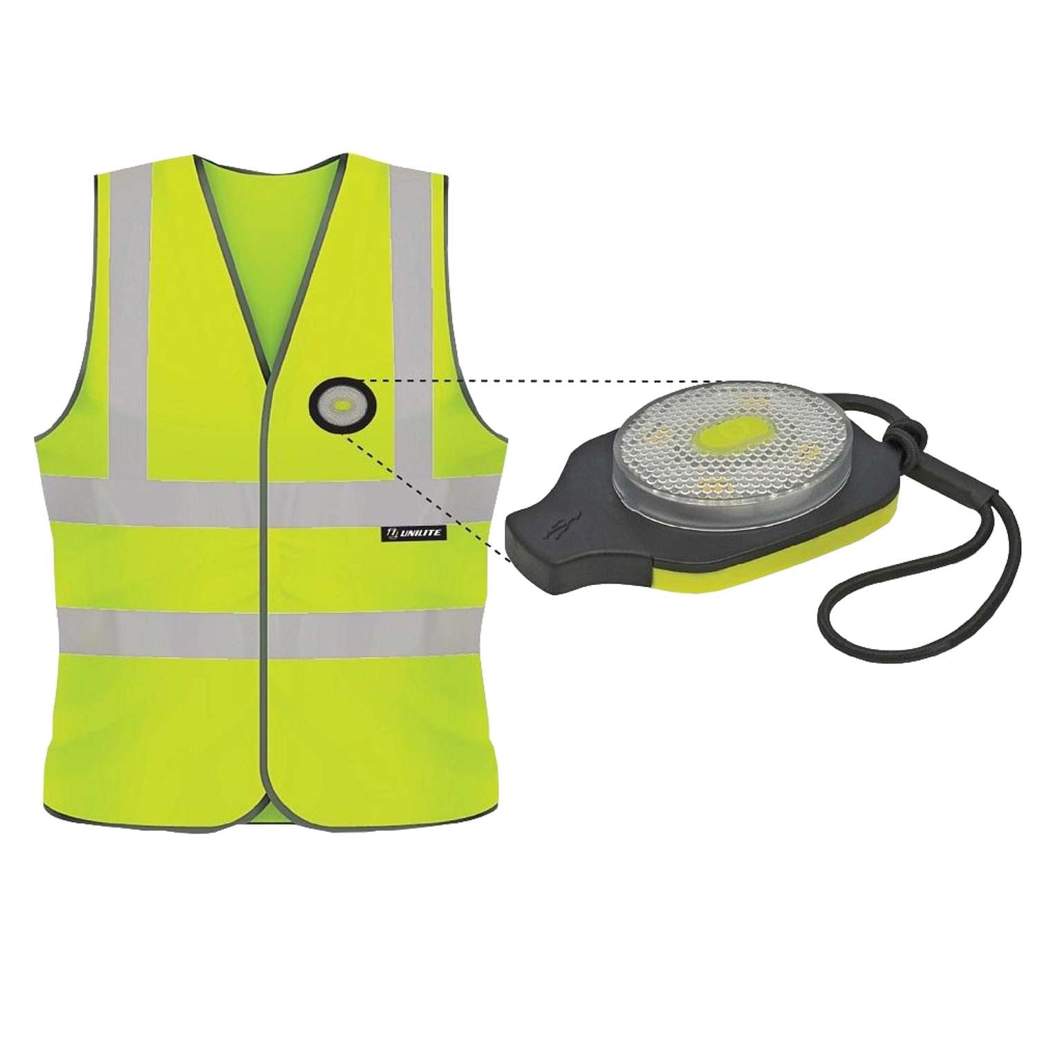 UNILITE Sikkerhedsvest med LED lys gul XXL