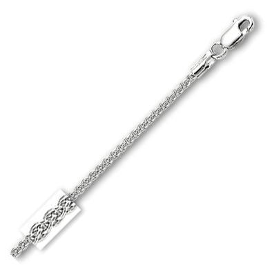 14K Solid White Gold Round Wheat Chain 1.5mm thick 24 Inches