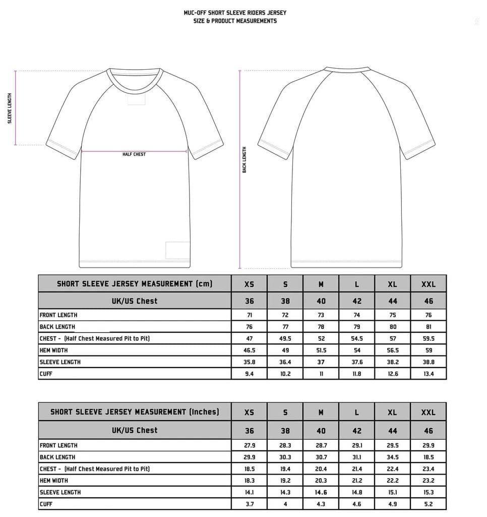 MUC-OFF CLOTHING Size Guide