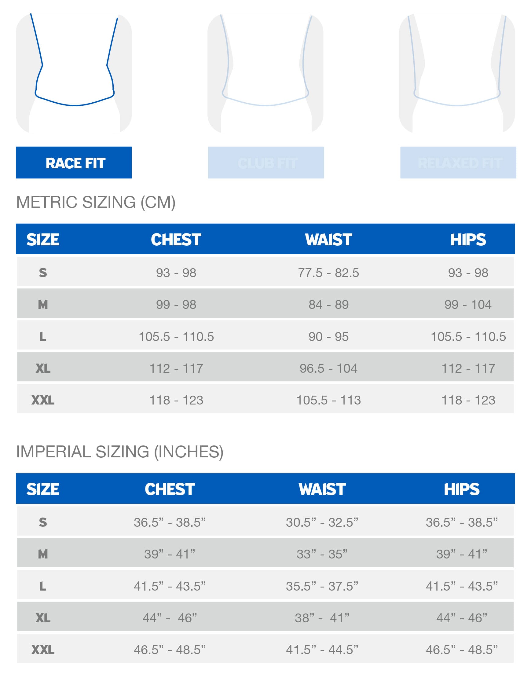 Giant Race Fit Size Guide