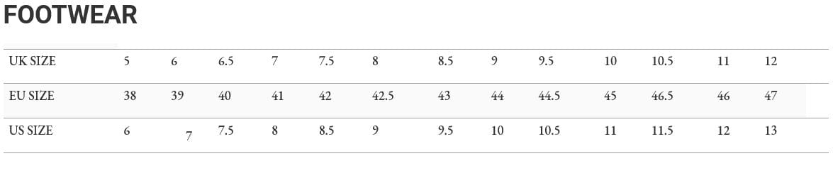 ENDURA FOOTWEAR Size Guide