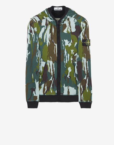 61662 Camouflage Cotton Fleece Zip Sweatshirt in Green