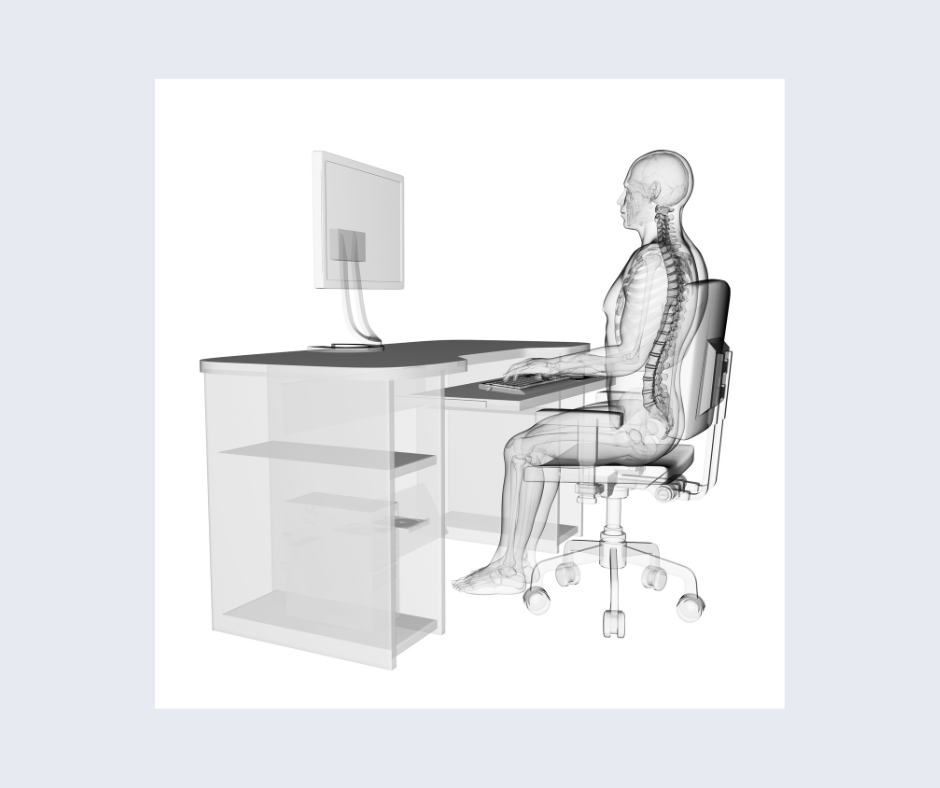 skeleton sitting ergonomically at a desk - drawing