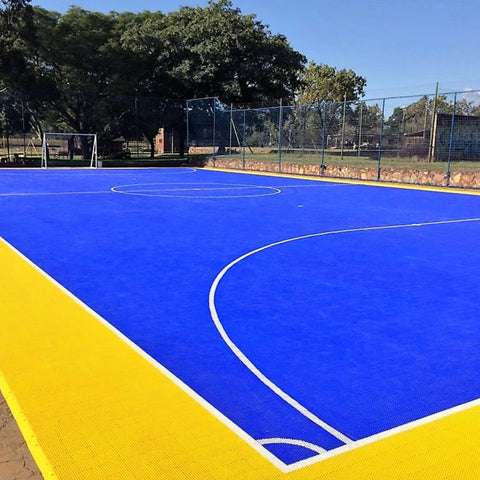blue and yellow multi purpose sports courts