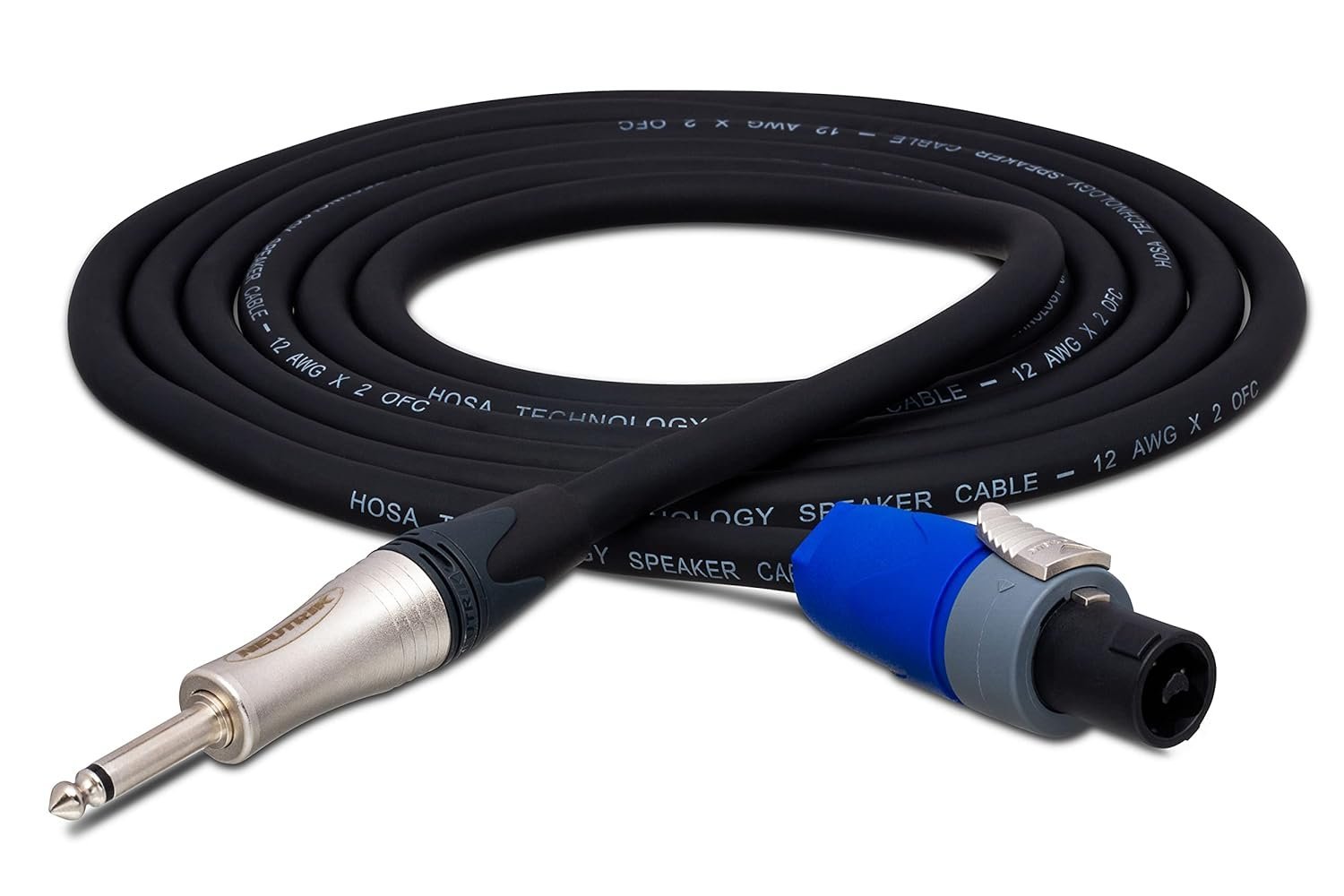 Hosa SKT-205Q Edge Speaker Cable, Neutrik speakON to 1/4 in TS, 5 ft, Black
